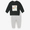 ZARA Just Happy Black And Grey Trouser Girls Cotton Fleece Sweat Shirt 2 Piece Set