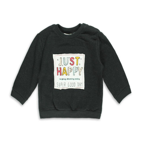 ZARA Just Happy Black Girls Cotton Fleece Sweat Shirt 2 Piece Set