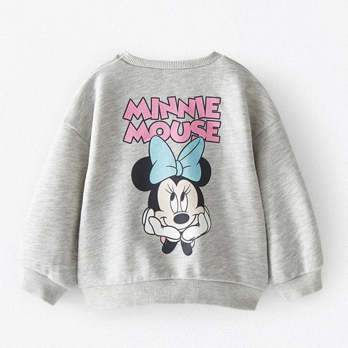 ZARA Minnie Mouse Grey Girls Cotton Terry Sweat Shirt