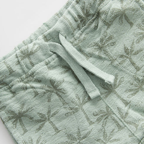 ZARA Palm Tree Light Green Boys Cotton Terry Burmuda Shorts(Cut label)