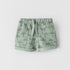 ZARA Palm Tree Light Green Boys Cotton Terry Burmuda Shorts(Cut label)