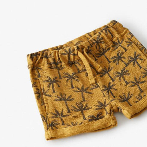 ZARA Palm Tree Yellow Boys Cotton Terry Burmuda Shorts(Cut label)