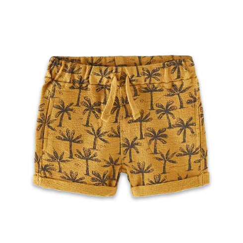 ZARA Palm Tree Yellow Boys Cotton Terry Burmuda Shorts(Cut label)