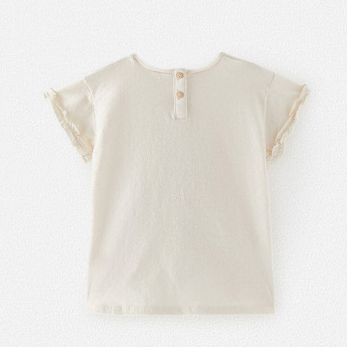 ZARA Pocket Off White Girls Cotton T shirt