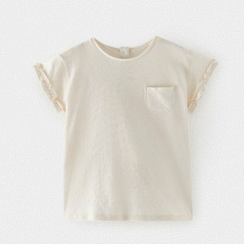 ZARA Pocket Off White Girls Cotton T shirt