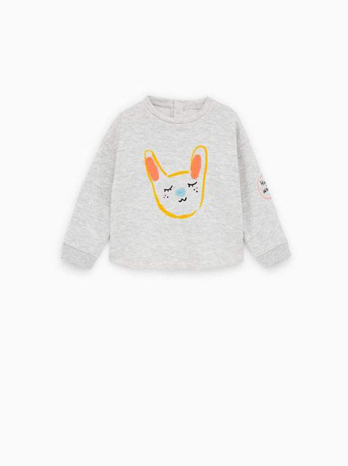 ZARA Rabbit Grey Girls Cotton 2 Piece Set