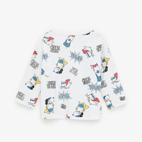 ZARA Super Power White Boys Cotton T shirt