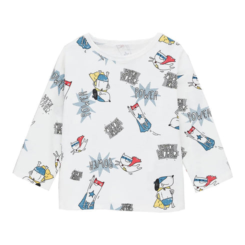 ZARA Super Power White Boys Cotton T shirt