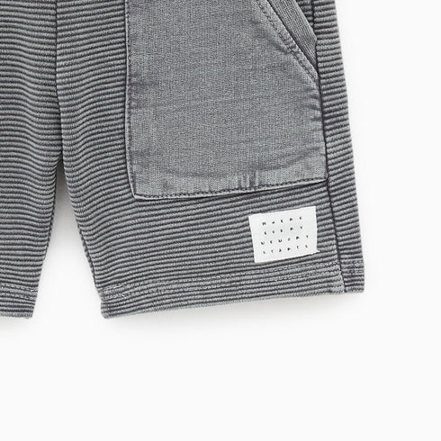 ZARA White Patch Grey StripeBoys Cotton Terry Short