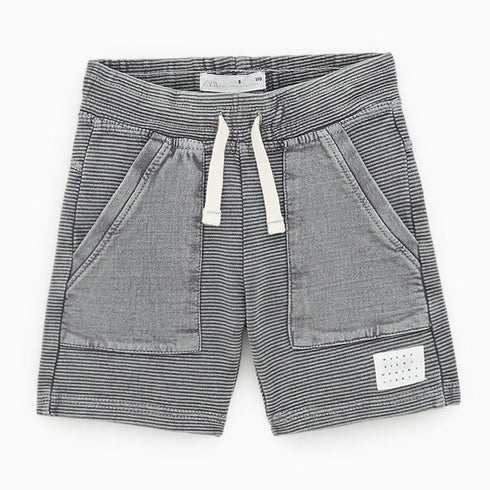 ZARA White Patch Grey StripeBoys Cotton Terry Short