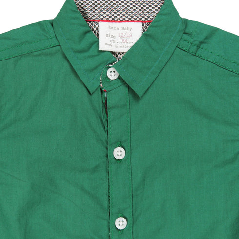 ZRA Green Boys Cotton Shirts