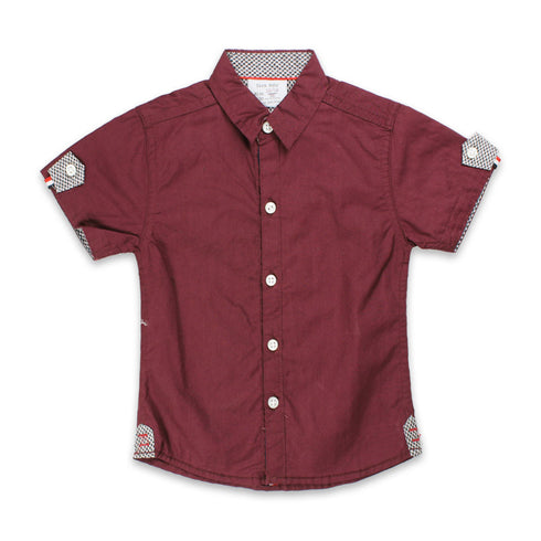 ZRA Maroon Boys Cotton Shirt 2 Piece Set