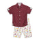ZRA Maroon Boys Cotton Shirt 2 Piece Set