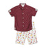 ZRA Maroon Boys Cotton Shirt 2 Piece Set