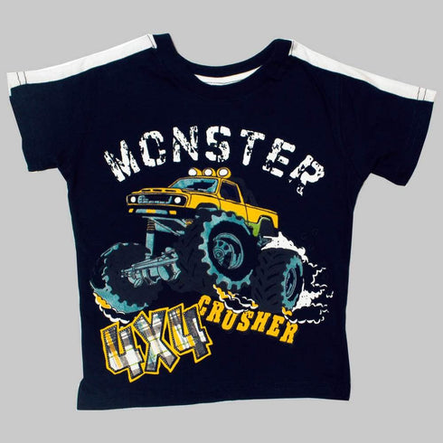 Little Rebel Monster Crusher Boys Blue Tshirt