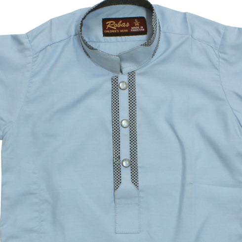 ROBAS Cotton Styled Button Patti Light Blue Shalwar Kameez Full Suit
