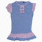 Cut label Blue with Pink Stripes Bow Girls Frill Dress