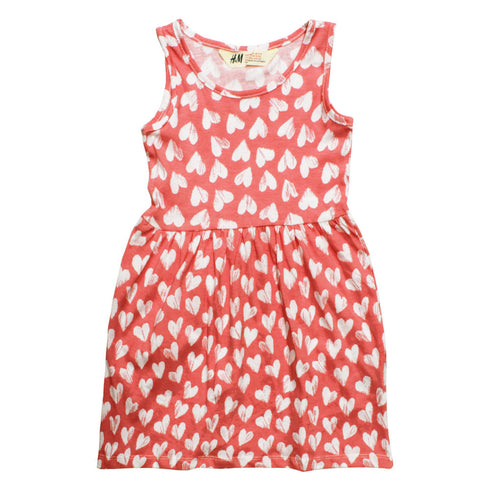 HnM All Over Hearts Pink Premium Cotton Dress