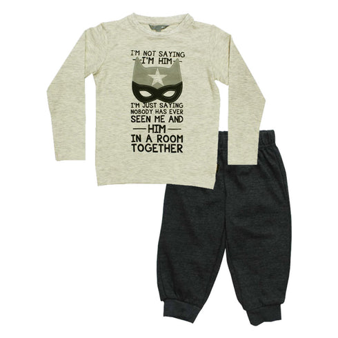 JBC BOYS ASH WHITE BATMAN premium Cotton Tshirt 2 Piece Set