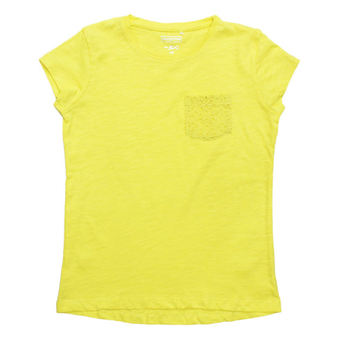 JBC BIO Cotton Lace Pocket Yellow Girls Tshirt
