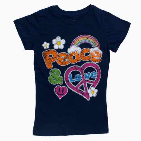 Peace and Love Girls Royal Blue Long Tshirt
