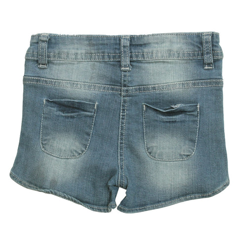MAX Flower Embroidery Blue Denim Girls Short