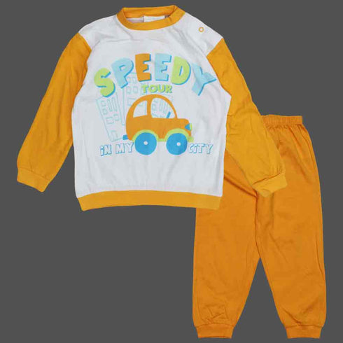 BLUKIDS Speedy Tour Orange Boys 2 Piece Premium Cotton Night Suit