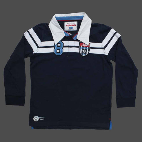 FUZARKA Boys Heavy Cotton Navy Blue Rugby Polo