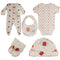 BONJOUR BABE Heart Print Off White Cotton 5 Piece Sets