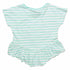 MANGO Green and White Stripes Fashion Frill Tshirt