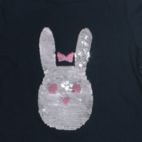 POCO Piano Face Sequins Blue Girls Premium Cotton Tshirt