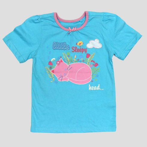 Little Sleepy Head Girls Blue 2 piece Night Suit Set