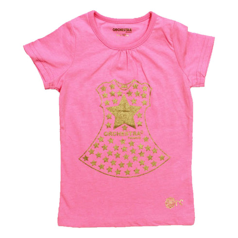 ORCHESTRA Golden shine dress print Pink Tshirt 2 Piece Set