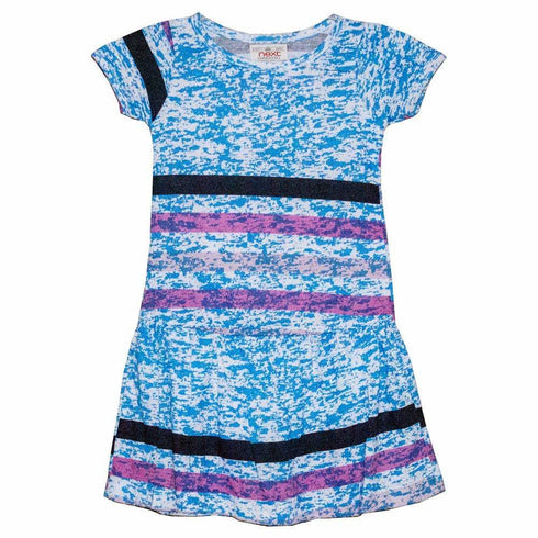 Next White Girls Dress With Blue Ink All Over Pattern