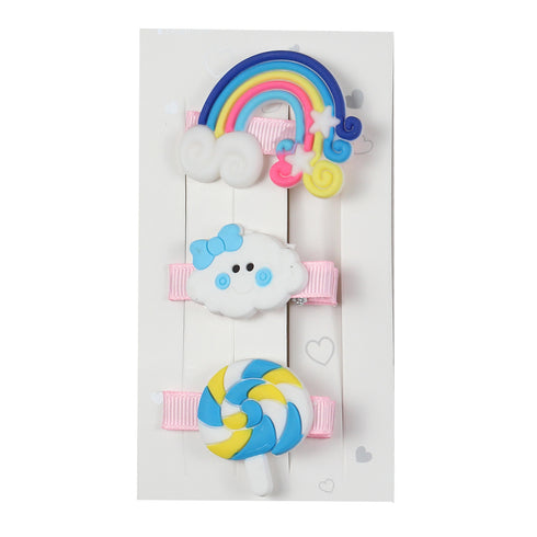 Blue Rainbow Hair Clip Piece Set