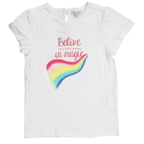 FAGOTTINO Believe In The Magic White Girls Premium Cotton Tshirt