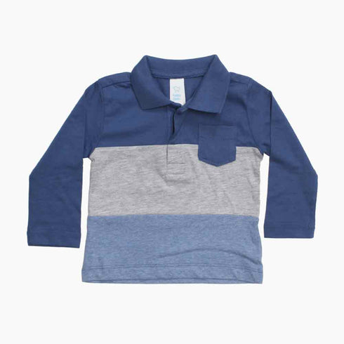 BABY CLUB Blue Striper Full Sleeves Boys Polo