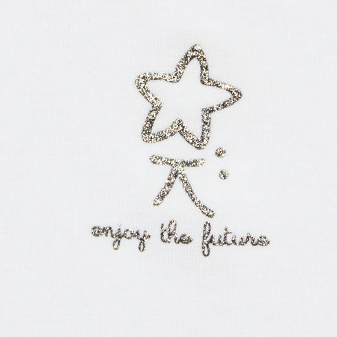 OKAIDI Girls Premium Whte Enjoy Future Glitter Print Tshirt