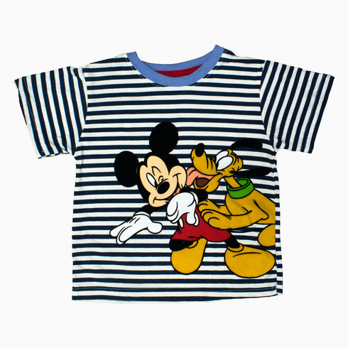 Mickey and Pluto Boys navy and White Stripes 2 Piece Set