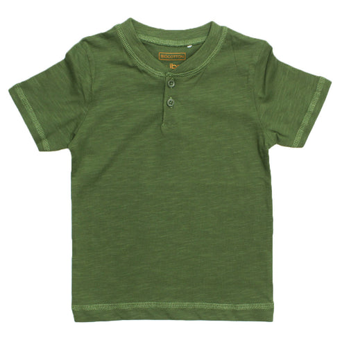 JBC Premium Cotton Green Henley Tshirt