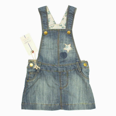 Zippy baby Girls Star Applique Denim Dungaree Skirt