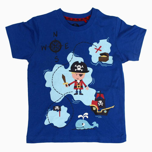 TU Pirate print boys Blue Tshirt