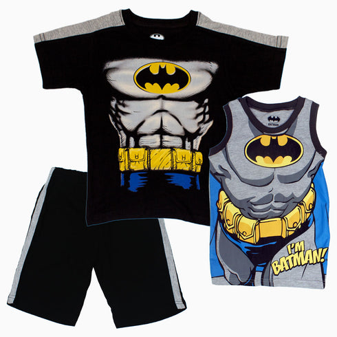BatMan Chest Print Boys Black 3 piece Set