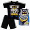 BatMan Chest Print Boys Black 3 piece Set