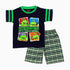 Ninja Heroes Blue Boys 2 piece green checks Set
