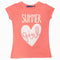 Original Marines Summer Girl Glitter Print Girls Peach Tshirt