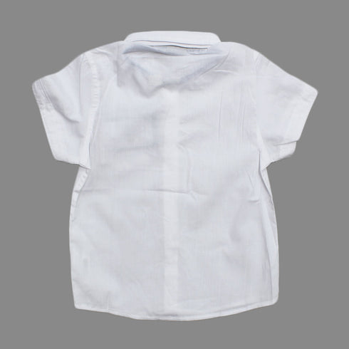 PIAZIA ITALIA Embroidered Pocket Premium Poly Cotton White Half Sleeves Shirt