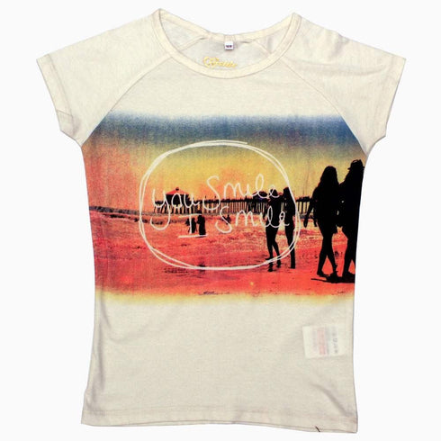 You Smile I smile Girls Graphic Offwhite Tshirt
