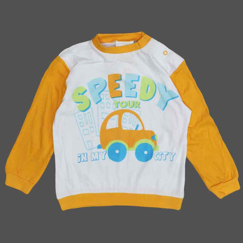 BLUKIDS Speedy Tour Orange Boys 2 Piece Premium Cotton Night Suit