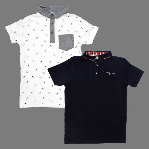 NEXT Cut Label Boys White and Black Boys Cotton 2 Piece Polo Bundle